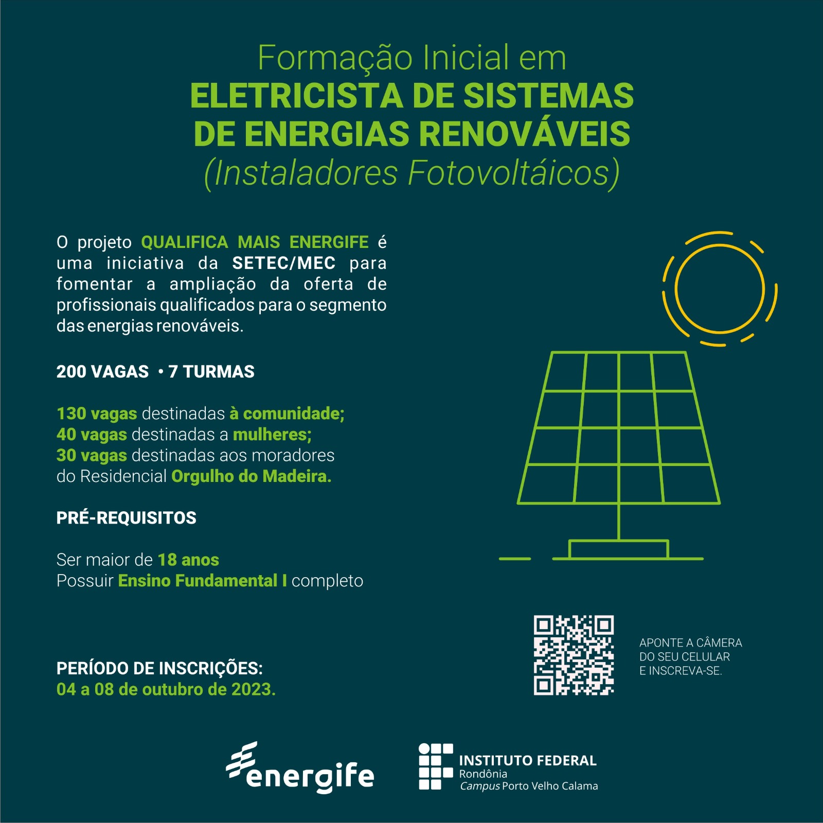 CURSO FIC - ELETRICISTA DE SISTEMAS DE ENERGIAS RENOVÁVEIS