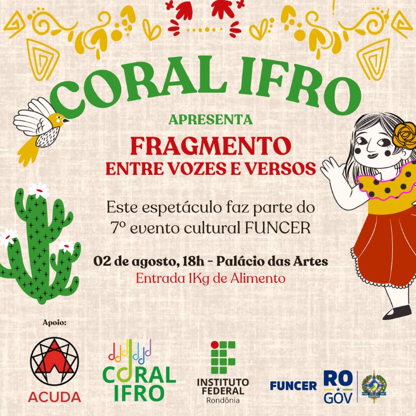 Coral IFRO fará o primeiro espetáculo de 2024 em evento no Palácio das Artes