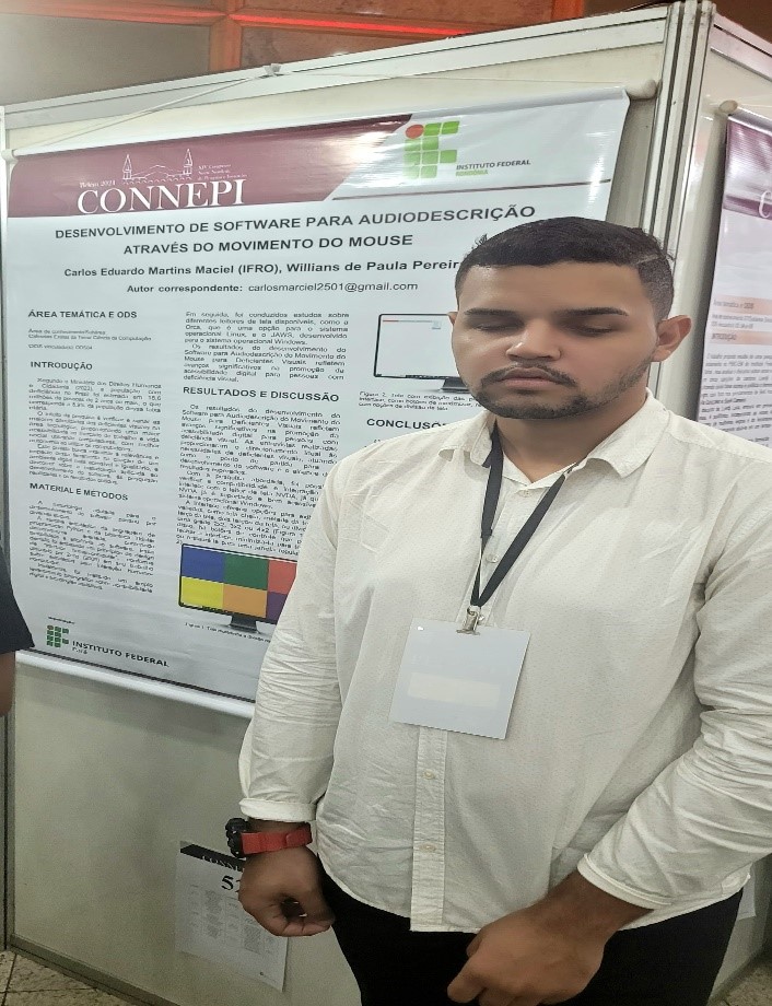 Acadêmico do Campus Calama apresenta projeto de inclusão para alunos com deficiência visual em Congresso no Pará