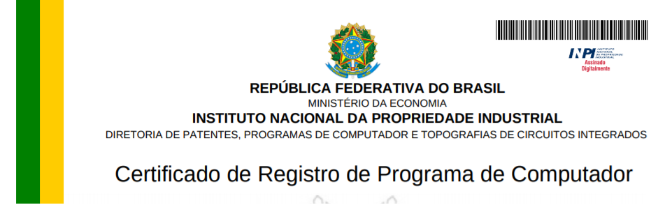 IFRO Certificado de Registro de Programa de Computador INPI