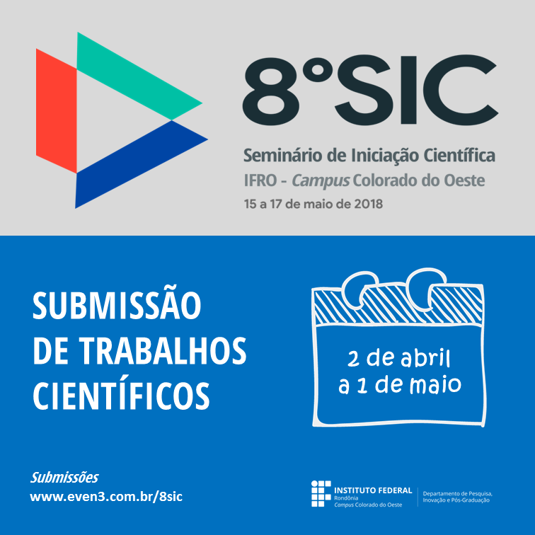 Abertas submissões de trabalhos científicos para 8º Seminário de Iniciação Científica