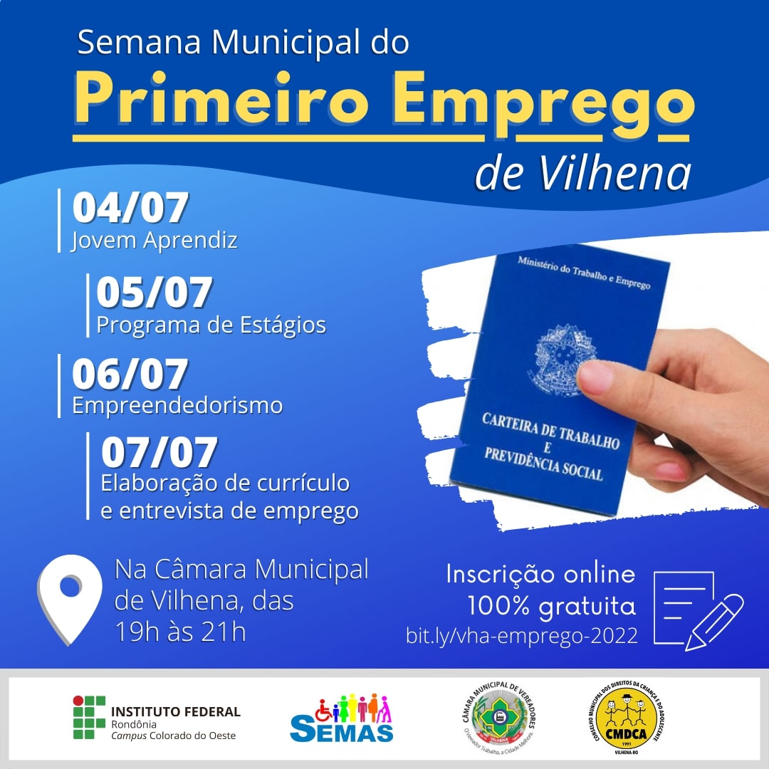 IFRO abre inscrições para Semana do 1º Emprego no município de Vilhena