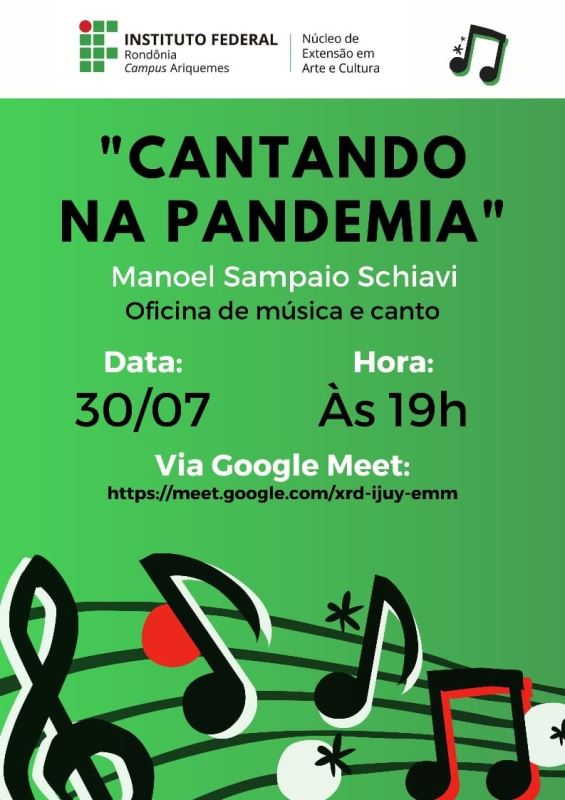 Campus Ariquemes promove oficina Cantando na Pandemia
