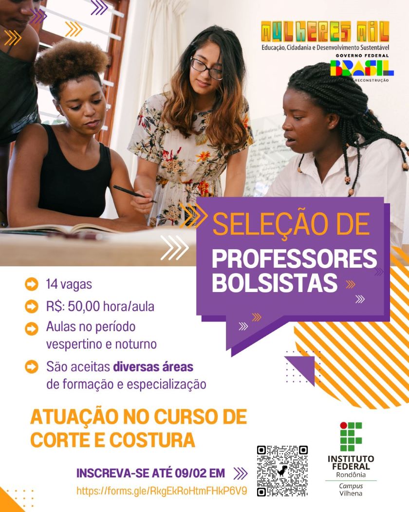 Campus Vilhena abre seleção para professores e gestores acadêmicos no programa Mulheres Mil