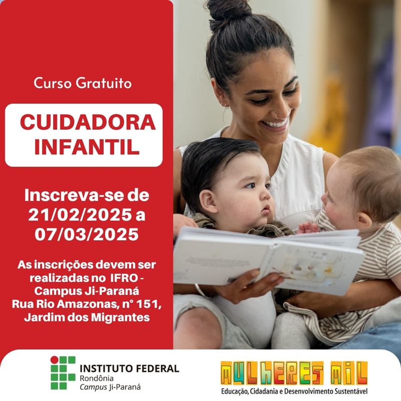 Curso de qualificação profissional em Cuidador Infantil do Programa Mulheres Mil está com inscrições abertas no Campus Ji-Paraná