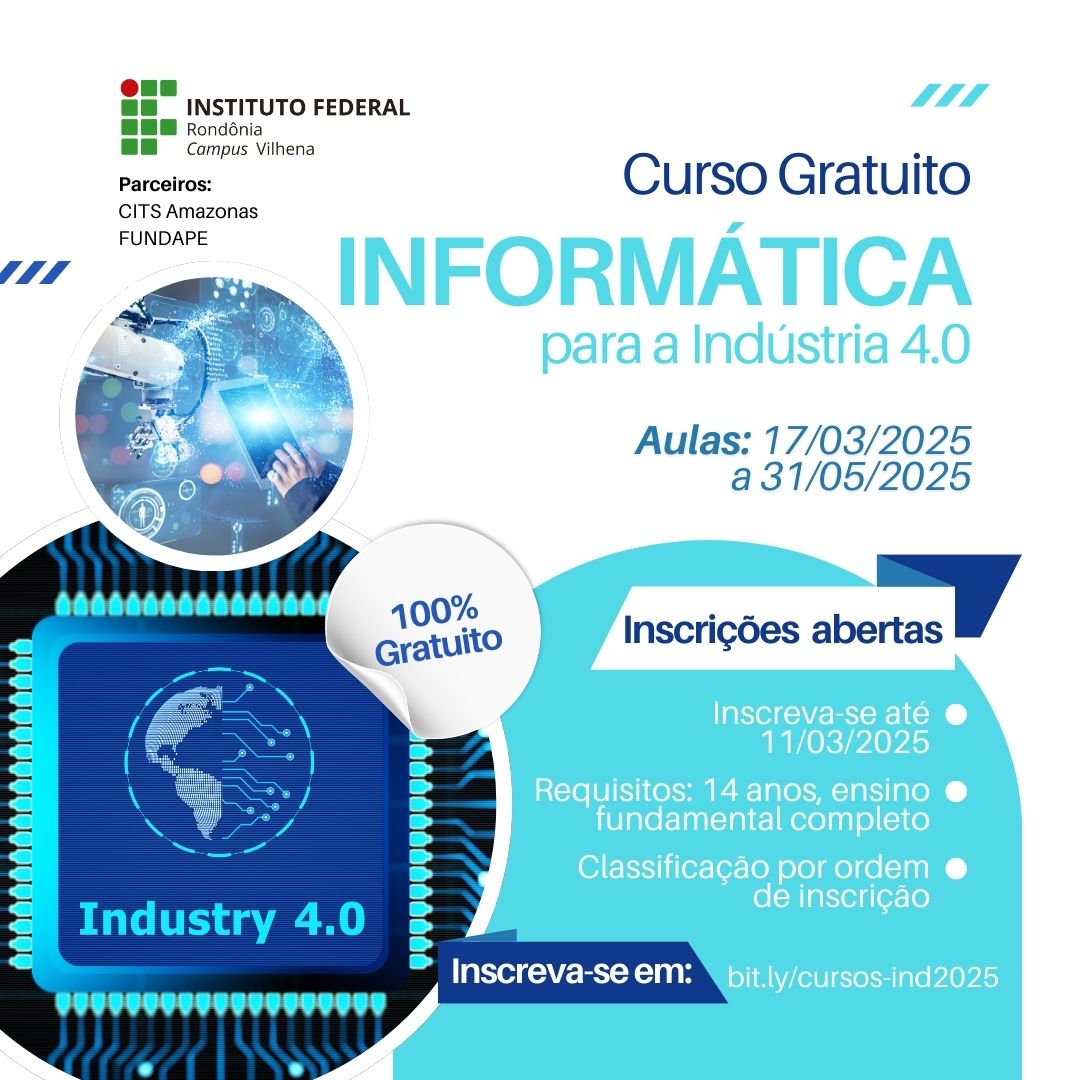 Inscrições Abertas para Curso de Informática para a Indústria 4.0