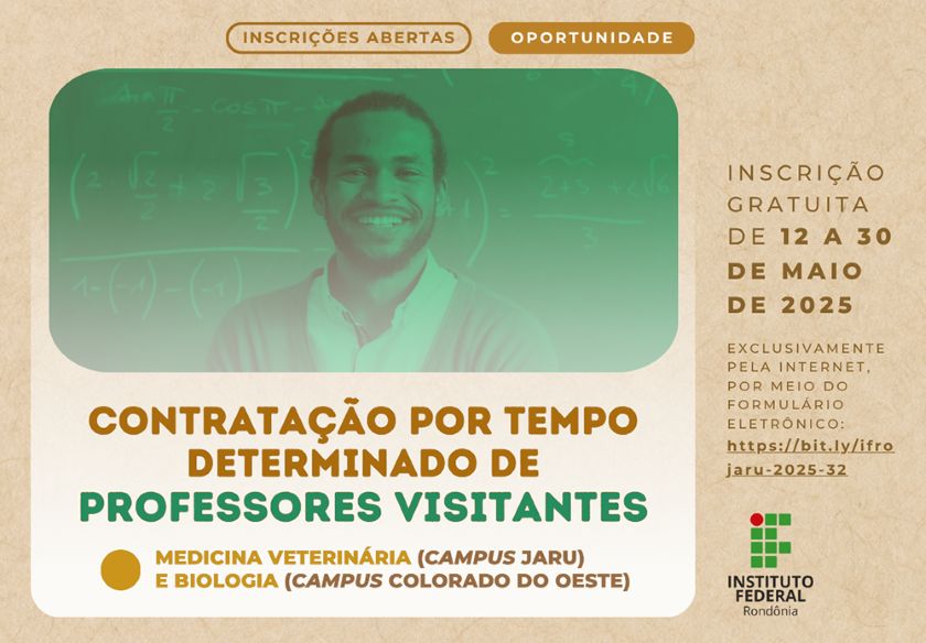 IFRO abre contratação de professores visitantes de Veterin...