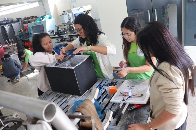 Estudantes do Técnico em Eletromecânica constroem dessecadores de plantas