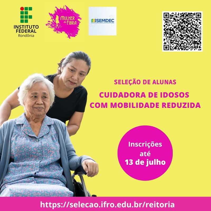Campus Cacoal oferta 60 vagas em 2 diferentes cursos voltados à formação de cuidadoras de idosos