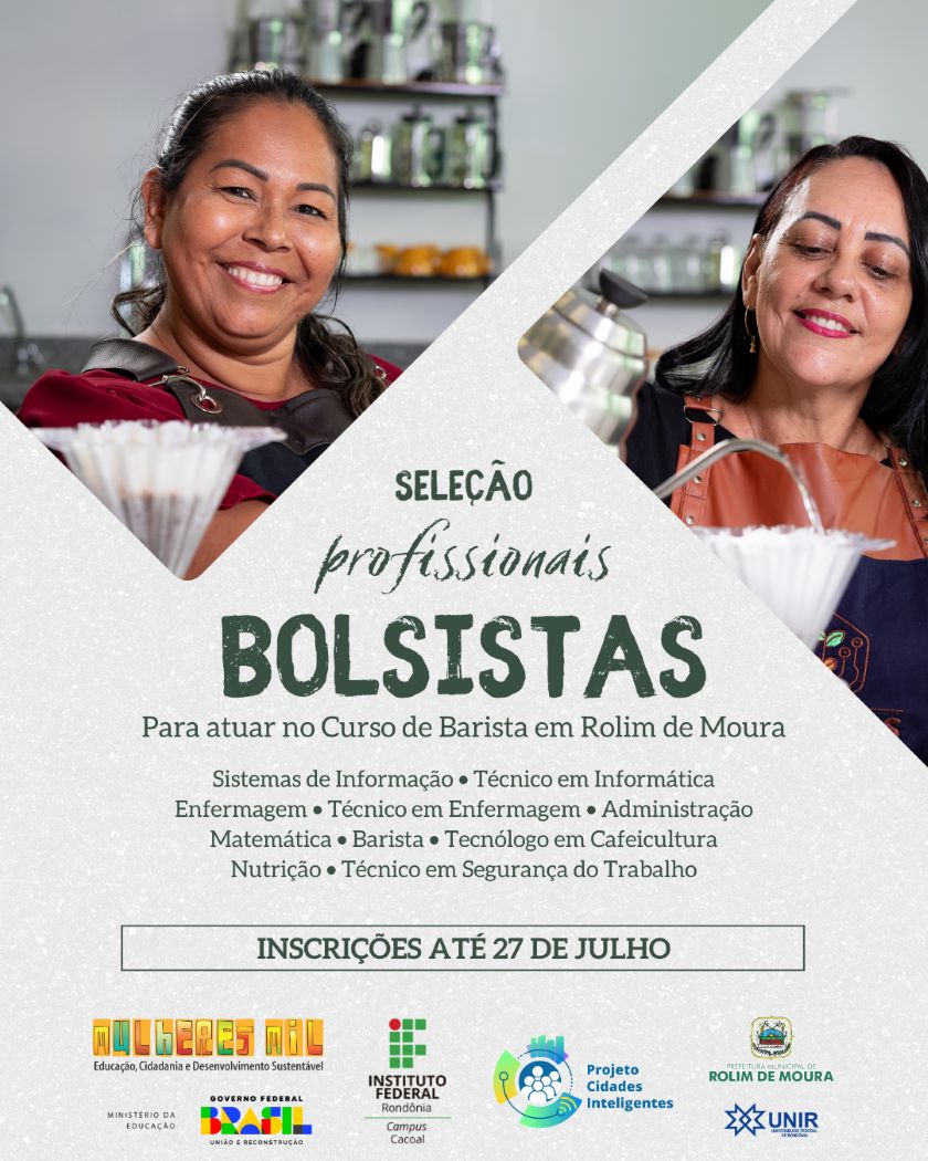 IFRO seleciona profissionais bolsistas para atuarem em Curso de Barista do Programa Mulheres Mil em Rolim de Moura