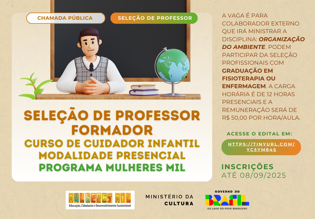 Campus Ji-Paraná abre seleção para professor do Curso de Cuidador Infantil II do Programa Mulheres Mil