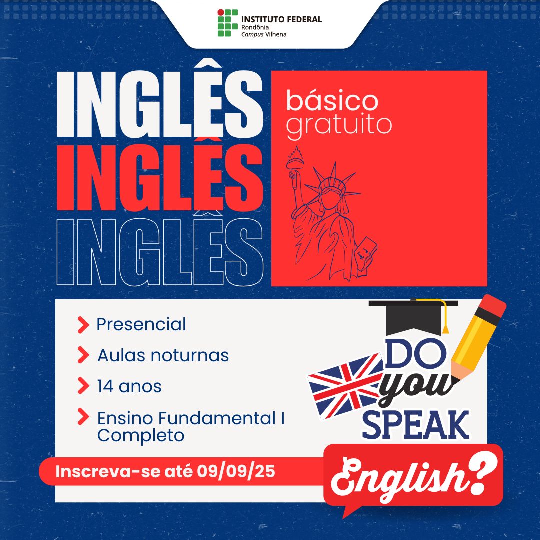 Curso gratuito de Inglês Básico tem inscrições abertas no IFRO Vilhena