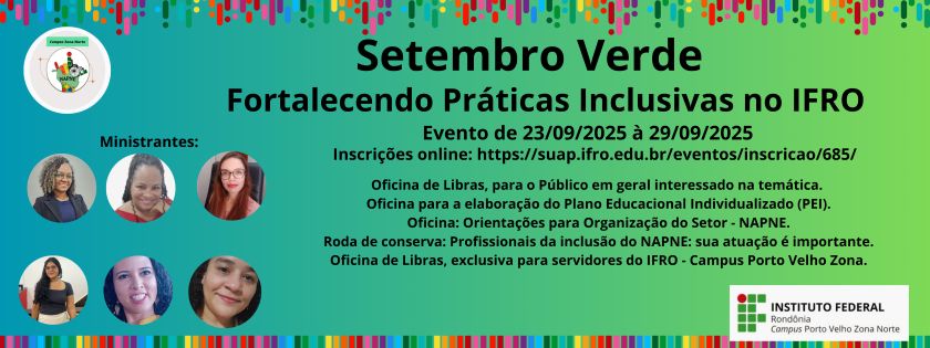 IFRO promove “Setembro Verde” com oficinas e formação voltadas à inclusão educacional