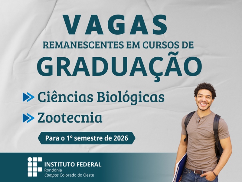 Campus Colorado do Oeste abre seleção de estudantes para cursos de graduação de Zootecnia e Biologia