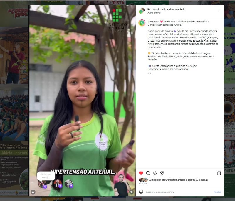 Campus Cacoal promove ação educativa sobre hipertensão arterial com produção de vídeo acessível
